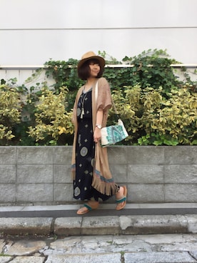 「チャイハネ（チャイハネ）のアイテム（バッグ）」を使った、MEGさん（レディース・159cm）の夏コーディネート