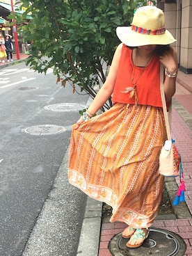 「チャイハネ（チャイハネ）のアイテム（バッグ）」を使った、MEGさん（レディース・159cm）の夏コーディネート