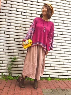 「チャイハネ（チャイハネ）のアイテム（ブーツ）」を使った、MEGさん（レディース・159cm）の秋コーディネート