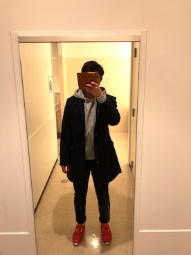 「アイテム（チェスターコート）」を使った、しょーやさん（メンズ・175cm・10代）の春コーディネート