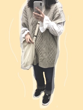 「frames RAY CASSIN（フレームスレイカズン）のアイテム（ベスト）」を使った、あさん（レディース・154cm）の秋コーディネート