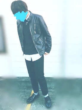 「GLOBAL WORK（グローバルワーク）の【洗えるニット】１２ゲージストラクチャーＭＩＸプルオーバー/719600（ニット/セーター、ブルー系）」を使った、⭐️おっきー⭐️さん（メンズ）の冬コーディネート