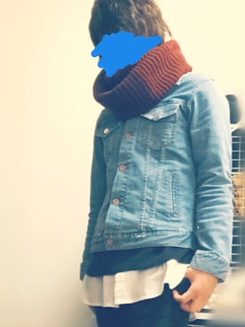 「WEGO（ウィゴー）のWEGO/リブスヌード（ストール/ショール、レッド系）」を使った、⭐️おっきー⭐️さん（メンズ）の春コーディネート