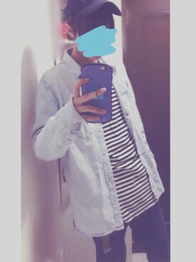 「ZARA（ザラ）のアイテム（シャツ/ブラウス、ブルー系）」を使った、⭐️おっきー⭐️さん（メンズ）の秋コーディネート