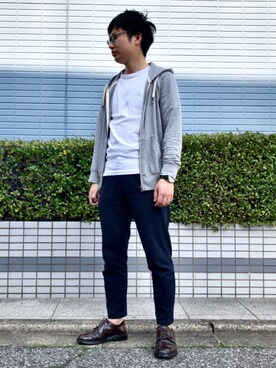 「Champion（チャンピオン）のChampion/チャンピオン 胸ポケットクルーネックＴシャツ（Tシャツ/カットソー、ホワイト系）」を使った、チャペル炒飯さん（メンズ・166cm）の春コーディネート