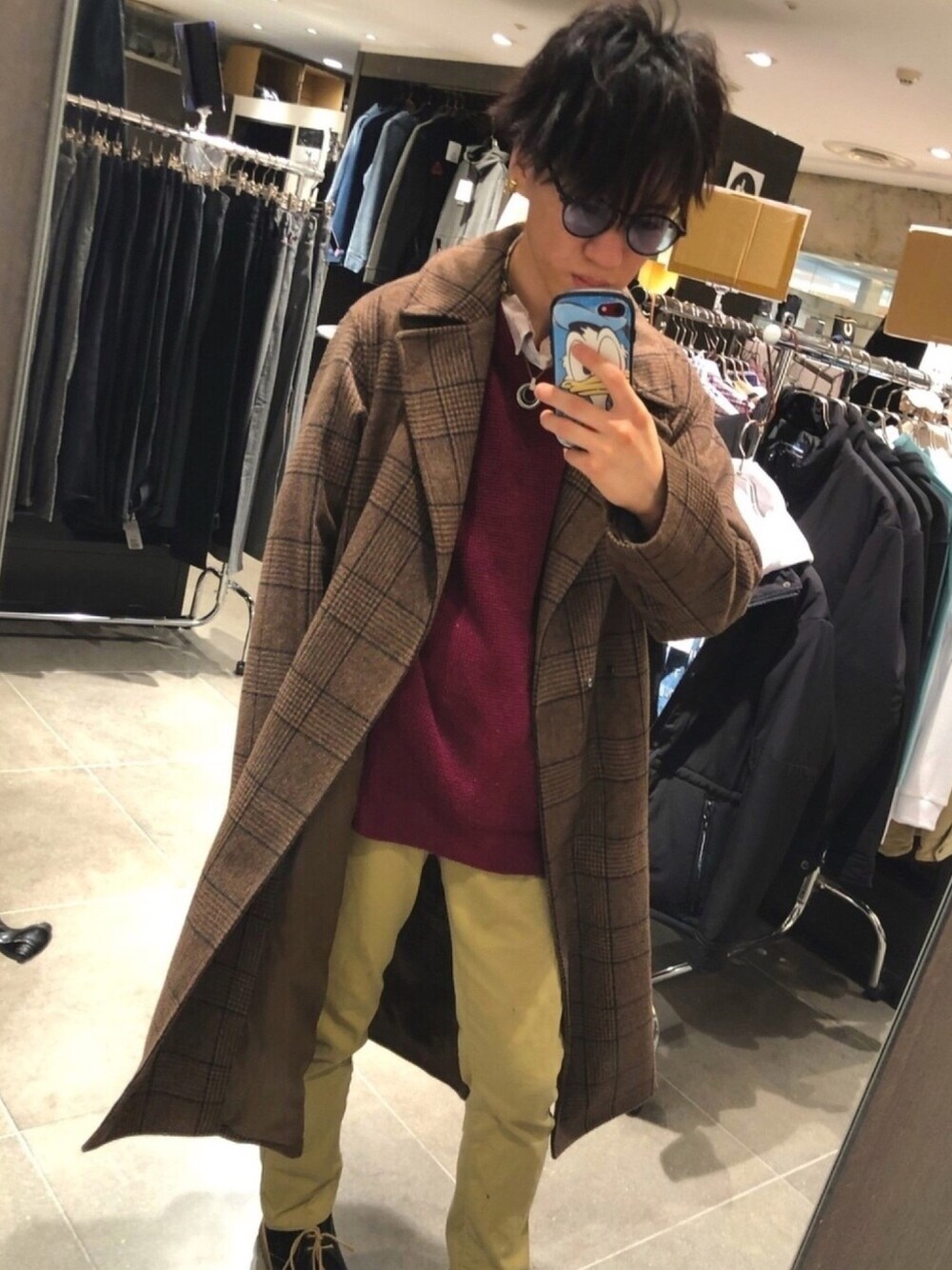 「UNIONSTATION、町田東急ツインズ、冬コーデ、韓国ファッション」｜「UNION STATIONのスムースビーバーオーバーコート（チェスターコート、ブラウン系）」を使った、こーじさん（メンズ・165cm）の冬コーディネートの1枚目の写真