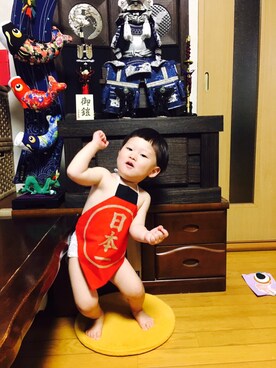 「アイテム（サロペット/オーバーオール、レッド系）」を使った、はれさん（メンズ・170cm）の春コーディネート