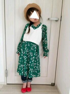「Right-on（ライトオン）のアイテム（シャツワンピース）」を使った、yutaさん（キッズ・110cm）の春コーディネート
