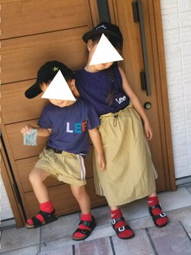 「Lee（リー）のアイテム（Tシャツ/カットソー）」を使った、yutaさん（キッズ・110cm）の夏コーディネート