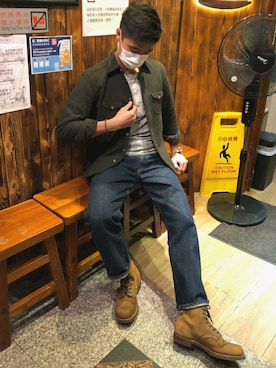 「FREEWHEELERS（フリーホイーラーズ）のアイテム（デニムパンツ）」を使った、chung1990さん（メンズ・168cm）の秋コーディネート