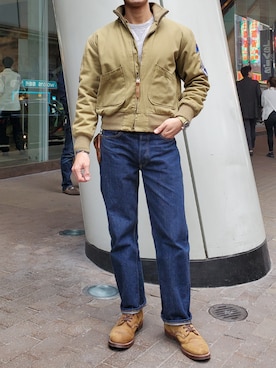 「FREEWHEELERS（フリーホイーラーズ）のアイテム（デニムパンツ）」を使った、chung1990さん（メンズ・168cm）の秋コーディネート