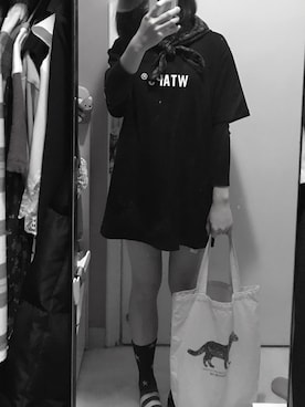 「WTAPS（ダブルタップス）のアイテム（Tシャツ/カットソー、ブラック系）」を使った、tenderさん（レディース・153cm）の秋コーディネート