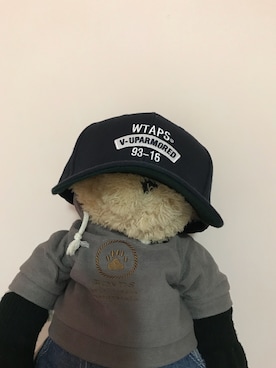 「WTAPS（ダブルタップス）のアイテム（キャップ、ブラック系）」を使った、tenderさん（レディース・153cm）の冬コーディネート