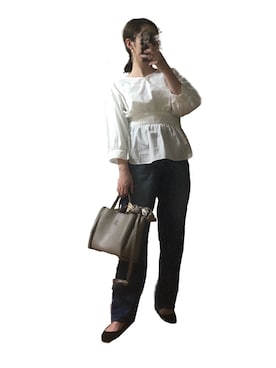 「Green Parks fuuwa（グリーンパークスフーワ）のアイテム（パンツ）」を使った、k.pyonさん（レディース・150cm）の春コーディネート