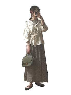 「レトロワンピース」｜「アイテム（ジャケット/アウター）」を使った、k.pyonさん（レディース・150cm）の春コーディネート