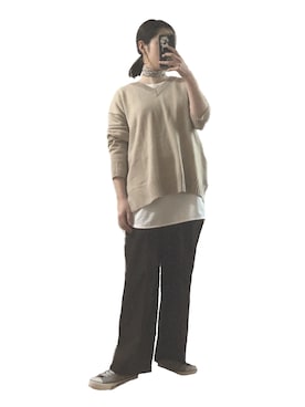 「Green Parks fuuwa（グリーンパークスフーワ）のアイテム（パンツ）」を使った、k.pyonさん（レディース・150cm）の春コーディネート