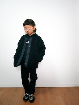 「アイテム（モカシン/デッキシューズ）」を使った、sakana さん（キッズ・110cm）の冬コーディネート