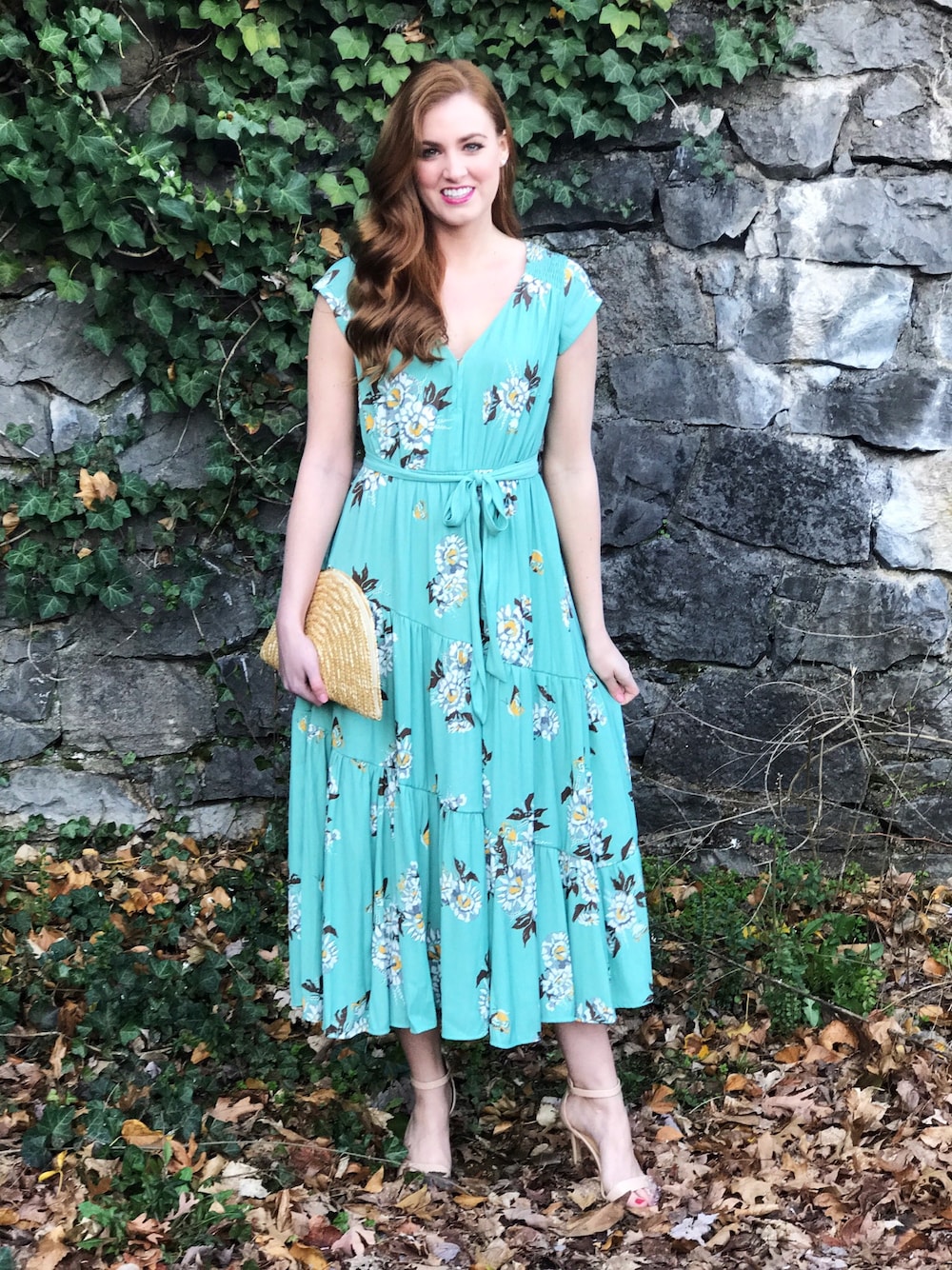 「floral dress、MAXI DRESS、spring」｜「FREE PEOPLEのアイテム（ドレス、グリーン系）」を使った、Going For Graceさん（レディース・170cm）の春コーディネートの1枚目の写真