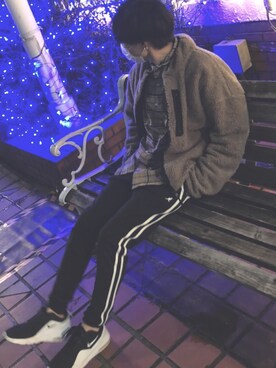 「KANGOL（カンゴール）のアイテム（パンツ）」を使った、RINさん（メンズ・165cm）の冬コーディネート