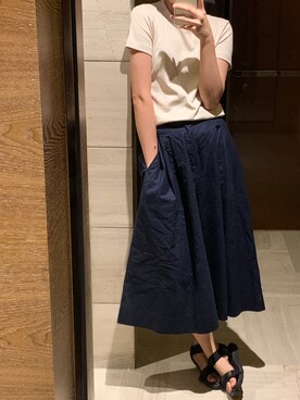 「日系极简」｜「アイテム（サンダル）」を使った、____pe__h__さん（レディース・160cm）の夏コーディネート