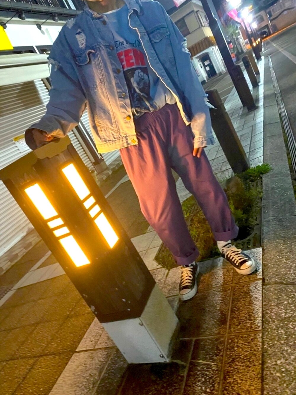 「休日スタイル、シンプルコーデ、古着、シェフパンツ、パステルカラー、激安コーデ、GU、大人カジュアル、今日のコーデ」｜「GUのアイテム（パンツ、パープル系）」を使った、Eiさん（メンズ・170cm）の春コーディネートの1枚目の写真