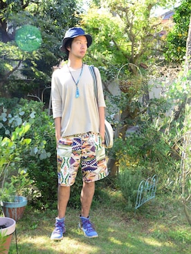 「チャイハネ（チャイハネ）のアイテム（Tシャツ/カットソー）」を使った、motoさん（メンズ・185cm）の春コーディネート