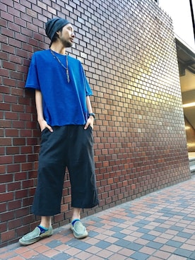 「チャイハネ（チャイハネ）のアイテム（Tシャツ/カットソー）」を使った、motoさん（メンズ・185cm）の春コーディネート