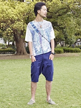 「チャイハネ（チャイハネ）のアイテム（Tシャツ/カットソー）」を使った、motoさん（メンズ・185cm）の春コーディネート