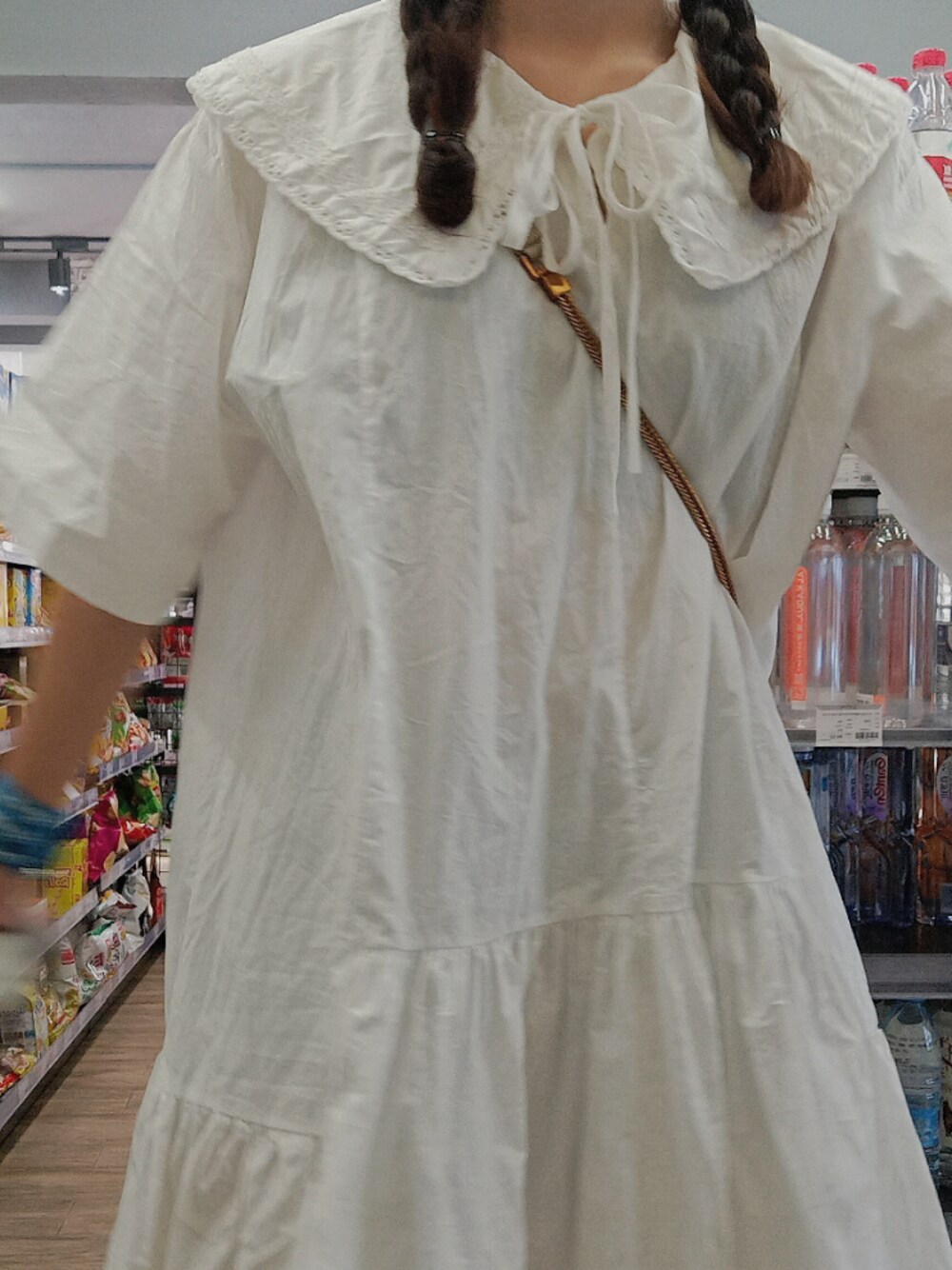 「夏」｜「某宝のアイテム（ワンピース、ホワイト系）」を使った、awsllllllさん（レディース・162cm）の夏コーディネートの1枚目の写真