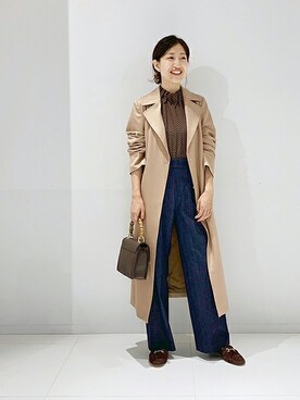 「マリン」｜「アイテム（トレンチコート）」を使った、Yuさん（レディース・154cm）の秋コーディネート