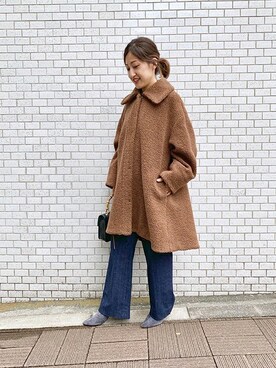 「パイル」｜「アイテム（その他アウター）」を使った、Yuさん（レディース・154cm）の秋コーディネート