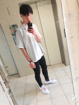 「Reebok（リーボック）のアイテム（スニーカー、ホワイト系）」を使った、リョージさん（メンズ・183cm）の夏コーディネート
