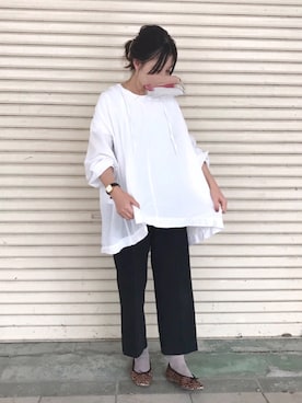 「くつした」｜「アイテム（アナログ腕時計）」を使った、まる◎さん（レディース・158cm）の秋コーディネート