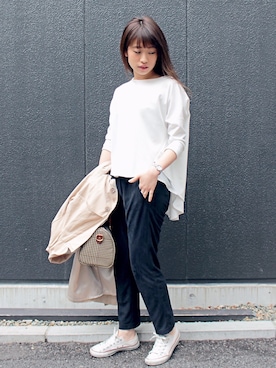 「Vicente（ヴィセンテ）のアイテム（その他パンツ）」を使った、YUNAさん（レディース・163cm）の春コーディネート