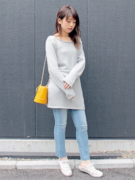 「Vicente（ヴィセンテ）のアイテム（ワンピース）」を使った、YUNAさん（レディース・163cm）の春コーディネート