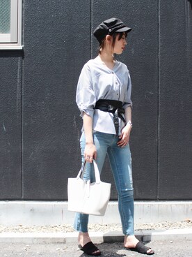 「MIIA（ミーア）のアイテム（帽子）」を使った、YUNAさん（レディース・163cm）の夏コーディネート