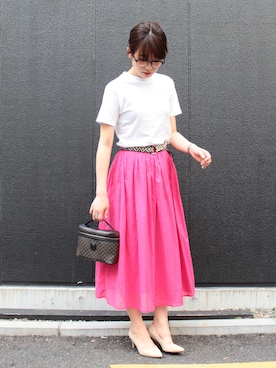 「Roomy's（ルーミーズ）のアイテム（パンプス）」を使った、YUNAさん（レディース・163cm）の夏コーディネート