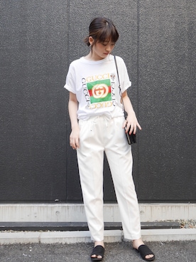 「ペタンコ靴」｜「アイテム（スラックス）」を使った、YUNAさん（レディース・163cm）の夏コーディネート