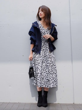 「Roomy's（ルーミーズ）のアイテム（シャツワンピース）」を使った、YUNAさん（レディース・163cm）の秋コーディネート
