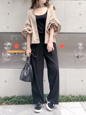「Roomy's（ルーミーズ）のアイテム（その他パンツ）」を使った、YUNAさん（レディース・163cm）の秋コーディネート