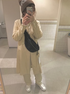 「MM6 Maison Margiela（ｴﾑｴﾑｼｯｸｽ ﾒｿﾞﾝ ﾏﾙｼﾞｪﾗ）のアイテム（ボディバッグ/ウエストポーチ、ブラック系）」を使った、n0nさん（レディース・162cm）の春コーディネート