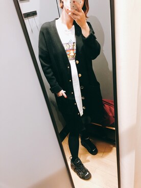 「Maje（マジェ）のアイテム（ノーカラージャケット、ブラック系）」を使った、苯蛋Yさん（レディース・165cm）の秋コーディネート