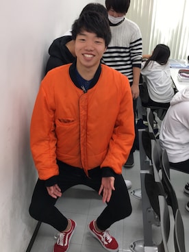 「wearhalloween2017」｜「アイテム（MA-1）」を使った、オフさん（メンズ・186cm）の秋コーディネート