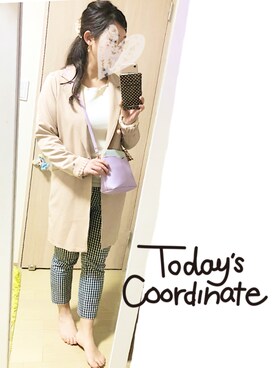 「4℃（ヨンドシー）のアイテム（バッグ）」を使った、桜咲さん（レディース・157cm）の春コーディネート