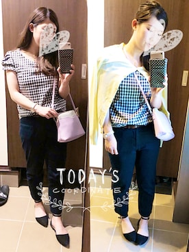 「4℃（ヨンドシー）のアイテム（バッグ）」を使った、桜咲さん（レディース・157cm）の夏コーディネート