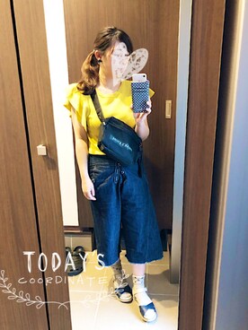 「マスタードイエロー」｜桜咲さん（レディース・157cm）の夏コーディネート