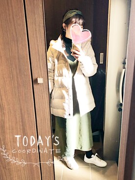「HusHusH（ハッシュアッシュ）のアイテム（ダウンジャケット/コート）」を使った、桜咲さん（レディース・157cm）の冬コーディネート