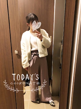 「RETRO GIRL（レトロガール）のアイテム（ダッフルコート）」を使った、桜咲さん（レディース・157cm）の冬コーディネート