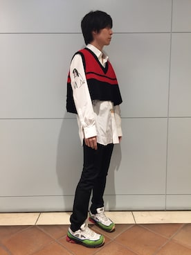 「RAF SIMONS（ラフシモンズ）のアイテム（トップス）」を使った、fujisakiさん（メンズ・172cm）の冬コーディネート