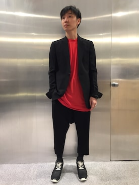 「RickOwens×adidas」｜「アイテム（ジャケット/アウター）」を使った、fujisakiさん（メンズ・172cm）の冬コーディネート